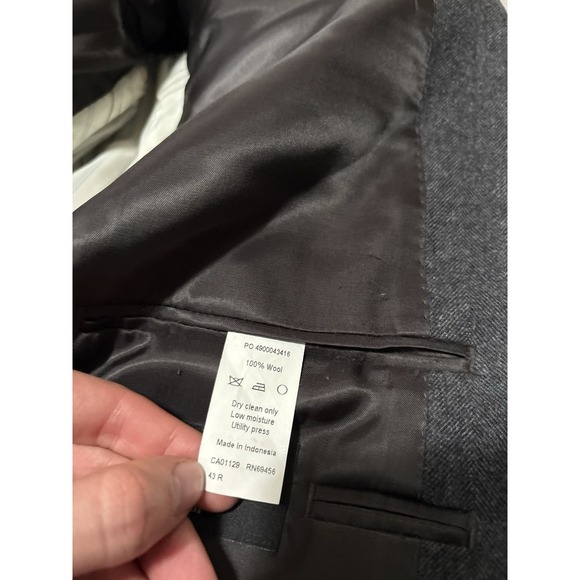 Lauren Ralph Lauren Slim Mens Black Wool Blazer Jacket Size 43R Herringbone‎ - Picture 6 of 8